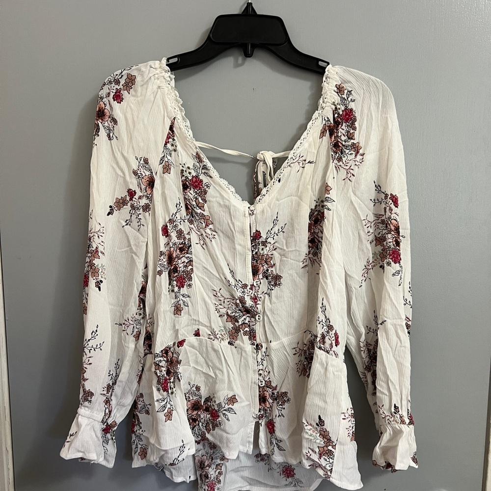 White Floral Blouse